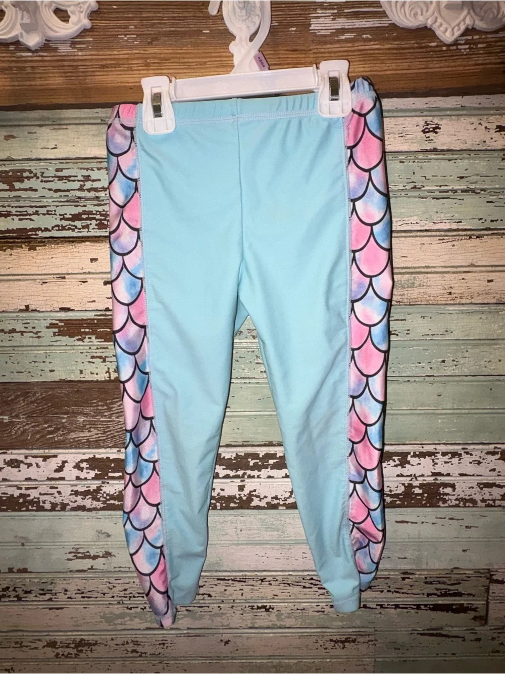 Girls' Mermaid Scale Rashguard Set - Light Blue, Pink & Blue
